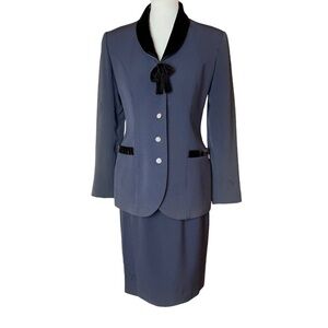 Sunny Choi Vintage Blue Iridescent Suit with Pearl Buttons - Size Small
